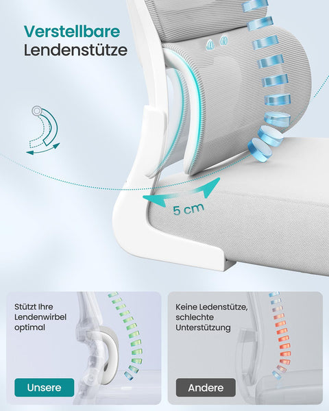Rootz Grey Swivel Chair - Rotating Seat - Steel Frame - Comfort Foam - 64 x 71.5 x (116-135) cm