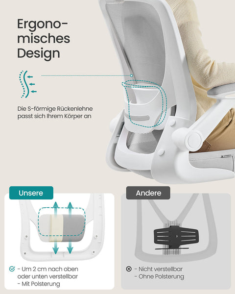 Rootz Ergonomic Office Chair - Desk Chair - Task Seating - Supports Posture - 64cm x 64cm x (115-130)cm
