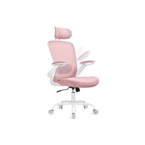 Rootz Ergonomic Office Chair - Rocking Chair - Swivel Chair - Pastel Pink - Foam Padding - 64cm x 64cm x (115-130cm) - Plastic, Nylon, Steel
