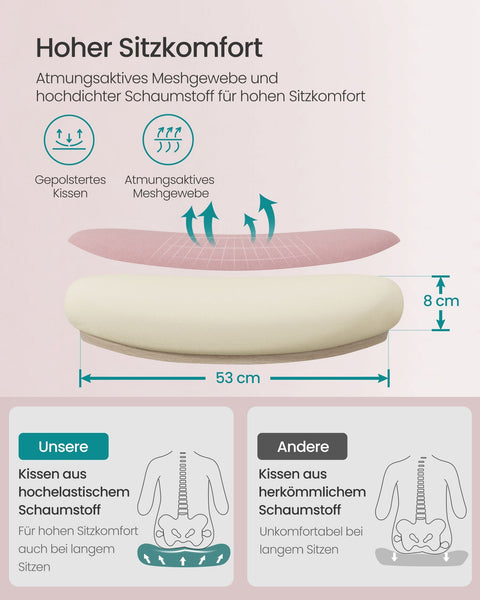 Rootz Ergonomic Office Chair - Rocking Chair - Swivel Chair - Pastel Pink - Foam Padding - 64cm x 64cm x (115-130cm) - Plastic, Nylon, Steel