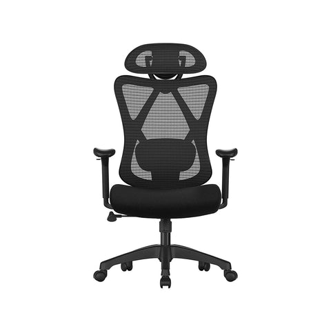 Rootz Ergonomic Black Office Chair - Swivel Chair - Adjustable Desk Chair - Foam Padded - Steel Frame - 68cm x 66cm x (114-123.5)cm - Polyester Fabric - 45-54.5cm Seat Height - 150kg Capacity