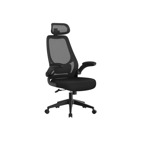 Rootz Ergonomic Office Chair - Black Desk Chair - Swivel Chair - Steel Frame - Nylon Wheels - Polyester Upholstery - Foam Padding - 64cm x 62cm x (117-127)cm - Adjustable Seat Height - Comfortable Armrests - Supportive Backrest