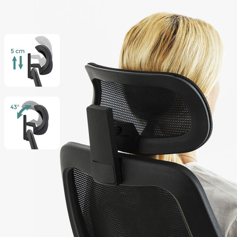 Rootz Ergonomic Office Chair - Black Desk Chair - Swivel Chair - Steel Frame - Nylon Wheels - Polyester Upholstery - Foam Padding - 64cm x 62cm x (117-127)cm - Adjustable Seat Height - Comfortable Armrests - Supportive Backrest