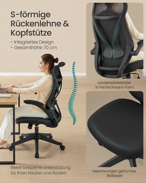 Rootz Office Chair - Swivel Chair - Desk Chair - Ergonomic Support - 60cm x 55cm x 85cm