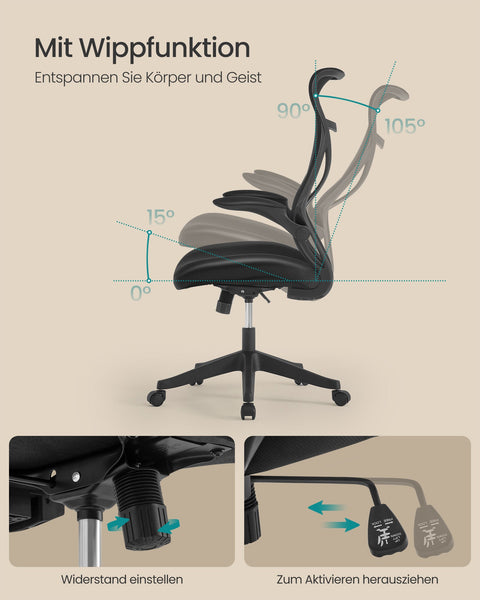 Rootz Office Chair - Swivel Chair - Desk Chair - Ergonomic Support - 60cm x 55cm x 85cm