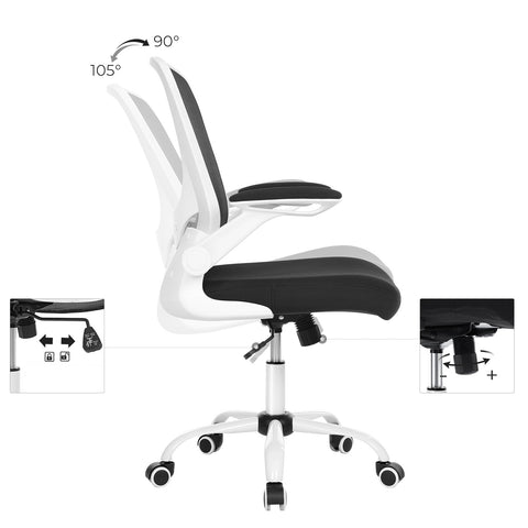 Rootz Mesh Bureaustoel - Ergonomische stoel - Draaistoel - Verstelbaar schommelmechanisme - Weerstandsaanpassing - Zwart - Kunststof, schuim, nylon, staal - 66 cm x 60 cm x (99-107) cm - 120 kg capaciteit