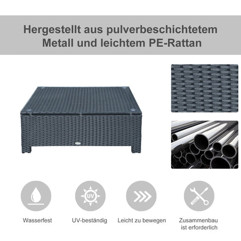 Rootz Garden Side Table - Outdoor Table - Patio Table - Sturdy & Durable - Versatile Use - Easy Maintenance - 85cm x 50cm x 39cm - Metal & PE Rattan