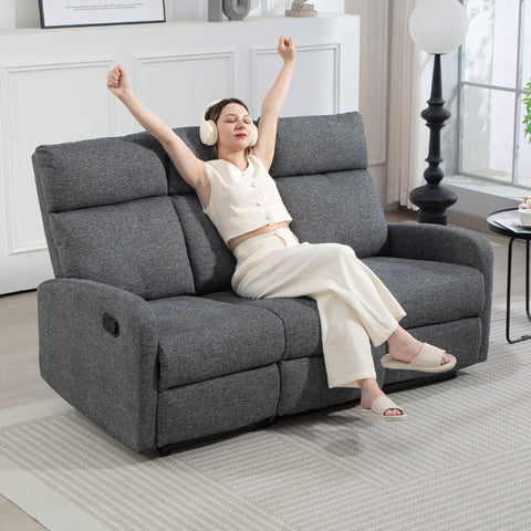 Rootz 3-Seater Sofa - Adjustable Backrests - Reclining Couch - High-Density Foam Comfort - Grey - 161cm x 157cm x 78cm