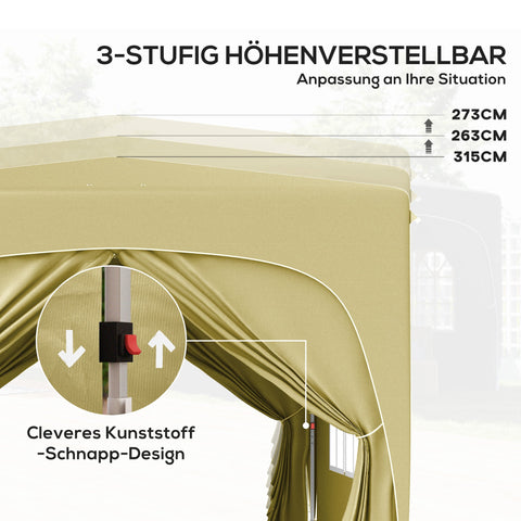 Rootz 3x3m Pop-Up Garden Tent - Outdoor Gazebo - Party Tent - UPF50+ Protection - 300cm x 300cm x 273cm