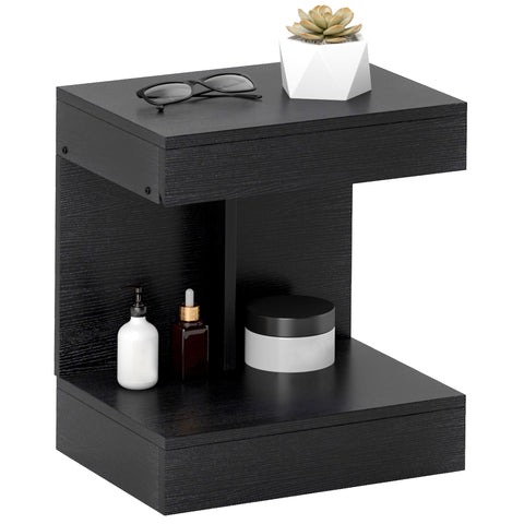 Rootz Bedside Table - Side Table - Sofa Table - Hidden Drawer & Storage - 40L x 30W x 46H cm