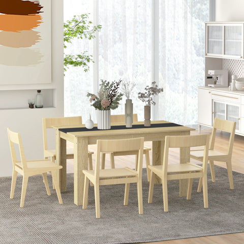 Rootz Dining Table for 6 - Scandinavian Dining Table - Brown Look - Stability & Style - 140L x 90B x 75H cm