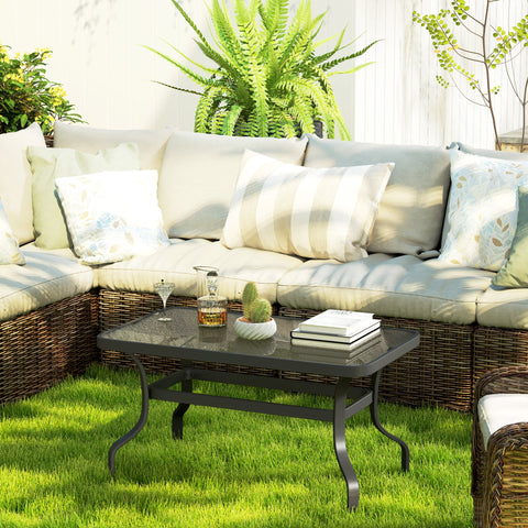 Rootz Side Table - Coffee Table - Balcony Table - Stylish Shaft Design - Rounded Corners - 95x55x46 cm Black