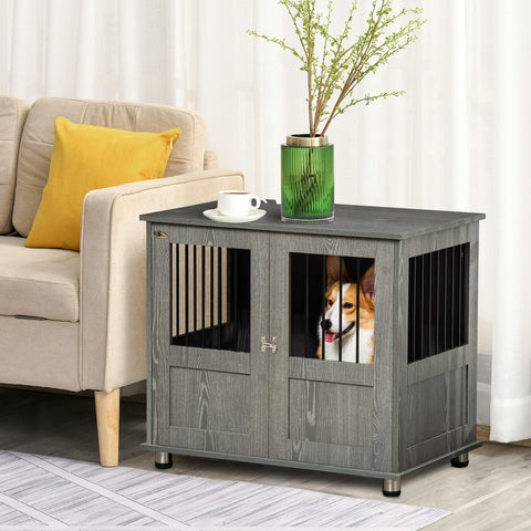 Rootz Dog Crate - Pet Crate - Dog Kennel with Lock - Secure Design - 85 x 55 x 75 cm - Grey