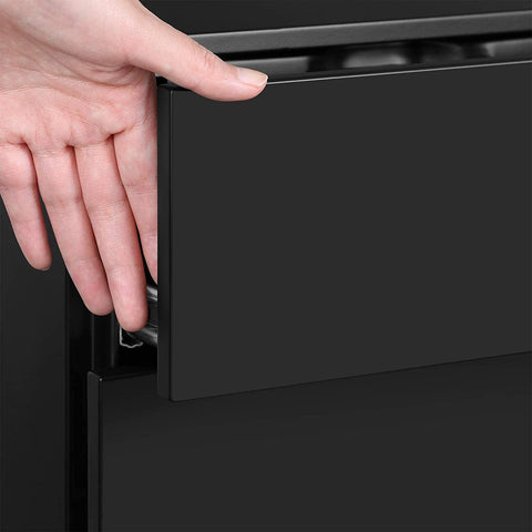 Rootz Rolling Container - Office Cabinet - Document Organizer - Steel Construction - Adjustable Hanging File Rods - Lockable Drawers - Fits Under Desk - Black - 30cm x 45cm x 60cm