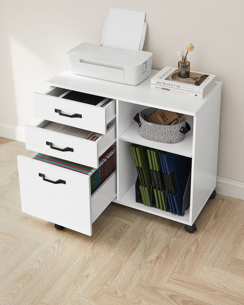 Rootz Rolling Container with Wood Grain Finish - Storage Cart - Mobile Organizer - Chipboard and Metal Construction - 40cm x 80cm x 66cm - 22.2kg Weight Capacity - Easy Assembly - Versatile Storage Solution