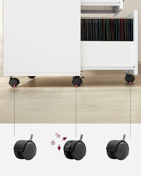 Rootz Rolling Container with Wood Grain Finish - Storage Cart - Mobile Organizer - Chipboard and Metal Construction - 40cm x 80cm x 66cm - 22.2kg Weight Capacity - Easy Assembly - Versatile Storage Solution