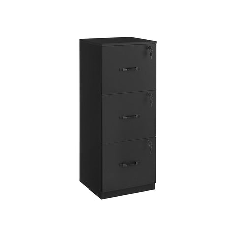 Rootz Filing Cabinet - Ink Black - Chipboard - 40cm x 41cm x 103cm - 23kg - Office Storage - 50kg Capacity