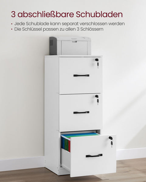 Rootz Chipboard Filing Cabinet - Office Organizer - Storage Unit - Weight Capacity 50kg - 40cm x 41cm x 103cm