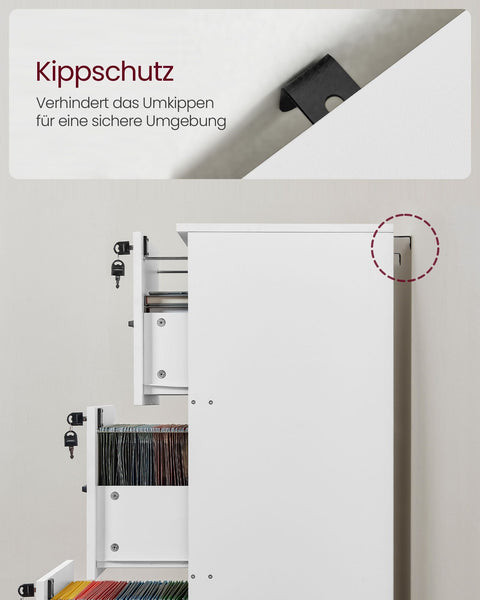 Rootz Chipboard Filing Cabinet - Office Organizer - Storage Unit - Weight Capacity 50kg - 40cm x 41cm x 103cm