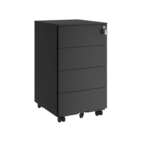 Rootz 3 Drawer Rolling Container - Steel Storage Organizer - Matte Black Finish - Heavy-Duty - 45cm x 39cm x 55cm