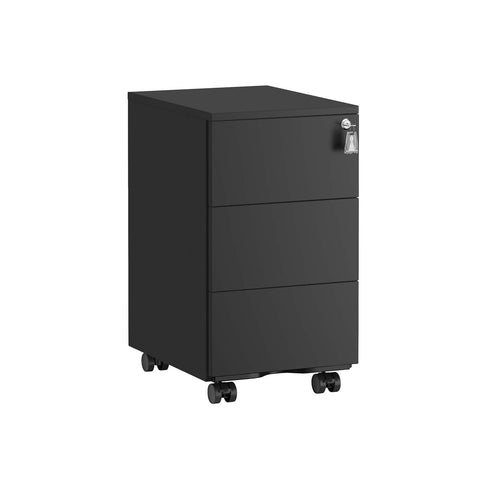 Rootz Roll Container - File Cabinet - Storage Unit - Durable Steel - 40cm x 30cm x 54cm - Black