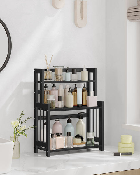 Rootz Spice Rack - Kitchen Organizer - Bamboo Storage - MDF Cabinet - 18cm x 41cm x 53cm - Ebony Black - Lightweight 2.6kg