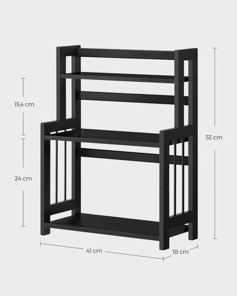 Rootz Spice Rack - Kitchen Organizer - Bamboo Storage - MDF Cabinet - 18cm x 41cm x 53cm - Ebony Black - Lightweight 2.6kg