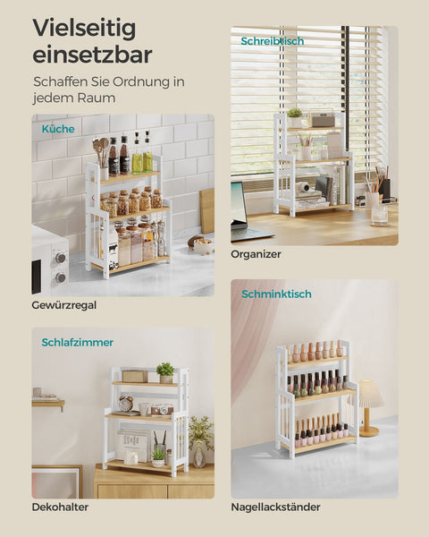 Rootz Spice Rack Organizer - Kitchen Organizer - Bamboo Storage - MDF Construction - 18cm x 41cm x 53cm