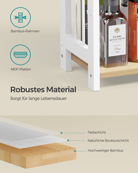 Rootz Spice Rack Organizer - Kitchen Organizer - Bamboo Storage - MDF Construction - 18cm x 41cm x 53cm