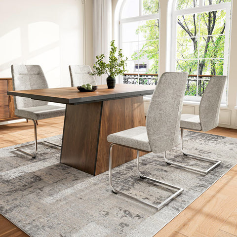Rootz 4 Piece Set Dining Room Chairs - Ergonomic Chairs - Modern Seating - Breathable Linen - 43cm x 58cm x 102.5cm