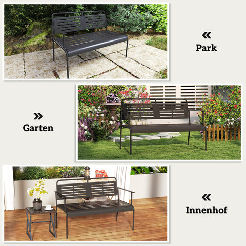 Rootz 2-Seater Garden Bench - Weatherproof Furniture - Water-Repellent Outdoor Bench - Comfort Seating - 121 x 64 x 84cm, Black