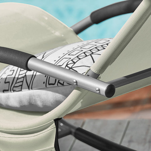 Rootz Tuinligstoel - Ligstoel met tas - Ligstoel - Ademende stof van synthetische vezels - Afneembaar kussen - Geïntegreerde zijzakken - Zachte EVA-armleuningen - Afmetingen volgens afbeelding