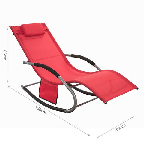 Rootz Garden Lounger - Sun Lounger with Bag - Deck Chair - Breathable Synthetic Fiber Fabric - Removable Pillow - Integrated Side Pockets - Soft EVA Armrests - 150 kg Load Capacity - Dimensions as per Illustration