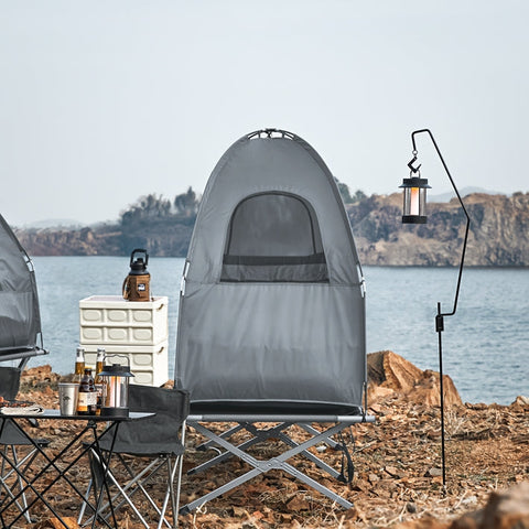 Rootz All-in-One Camping Set - Pop-Up Tent - Portable Camp Bed - Outdoor Sleeping System - Durable Oxford Nylon - Mosquito Protection - Easy Transport - 193cm x 160cm x 86cm - Light Gray