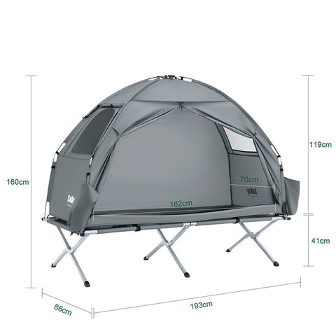 Rootz Camping Tent - Outdoor Shelter - Portable Tent - Lightweight Protection - Metal Frame - 193x160x86cm