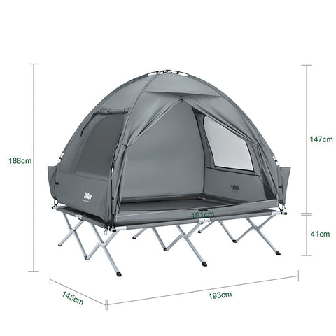 Rootz Double Camping Tent - Portable Shelter - Outdoor Canopy - Insect Protection - 193x188x145cm