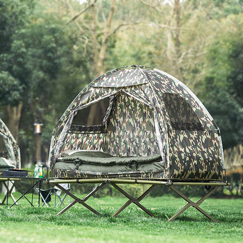 Rootz 4-in-1 Campingtent Kit - Eén persoon - Pop-up tent - Kampeerbed - Draagbare ligstoel - Duurzaam Oxford Nylon - Gemakkelijk transport - Geïntegreerd klamboe - 193 cm x 160 cm x 86 cm - Camouflagekleur