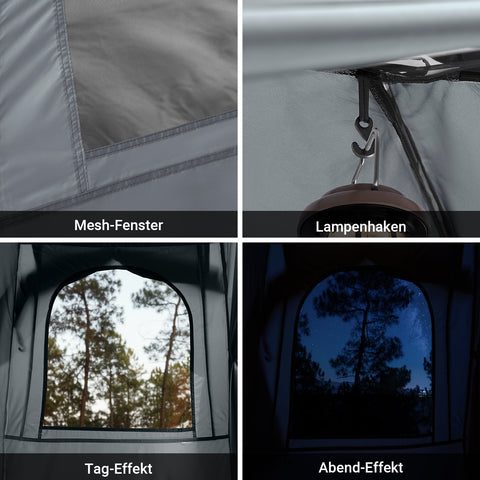 Rootz Camping Tent - Outdoor Shelter - Portable Tent - Lightweight Protection - Metal Frame - 193x160x86cm