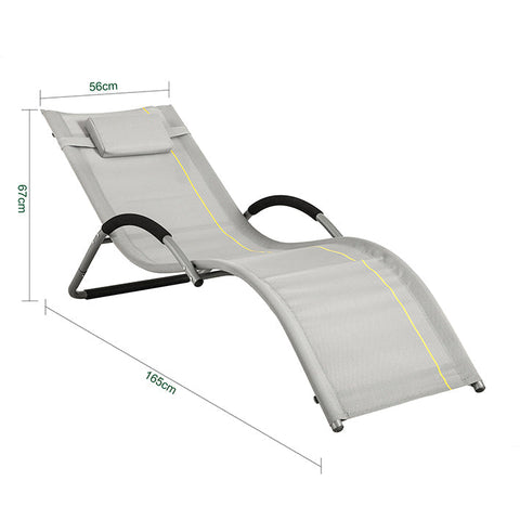 Rootz Tuinligstoel - Ligstoel - Ligstoel - Synthetische vezelstof - Zweetbestendig - Inclusief comfortkussen - Ideaal voor tuin en terras - 56cm x 67cm x 165cm