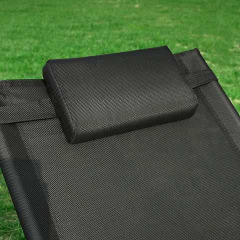 Rootz Tuinligstoel - Ligstoel - Ligstoel - Zwarte synthetische vezelstof - Comfortkussen - Zweetvrije ontspanning - Ideaal voor tuin en terras - 63 cm x 66 cm x 172 cm