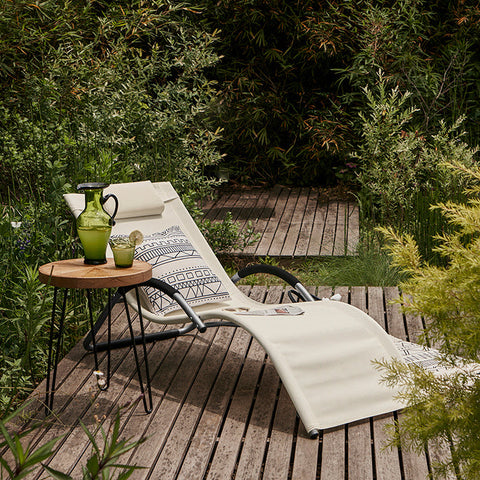Rootz Garden Lounger - Sun Lounger - Deck Chair - Breathable Synthetic Fiber Fabric - Comfort Pillow Included - Ideal for Garden and Terrace - 56cm x 67cm x 165cm