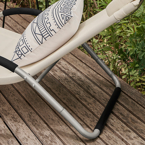Rootz Garden Lounger - Sun Lounger - Deck Chair - Breathable Synthetic Fiber Fabric - Comfort Pillow Included - Ideal for Garden and Terrace - 56cm x 67cm x 165cm