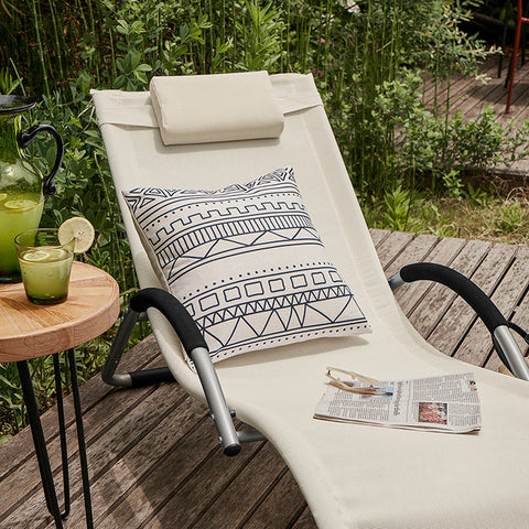 Rootz Garden Lounger - Sun Lounger - Deck Chair - Breathable Synthetic Fiber Fabric - Comfort Pillow Included - Ideal for Garden and Terrace - 56cm x 67cm x 165cm