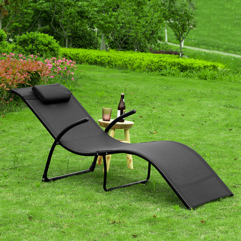 Rootz Garden Lounger - Foldable Sun Lounger - Deck Chair - Durable Synthetic Fiber Fabric - Body-Contouring Design - Space-Saving Foldable Feature - 60cm x 69cm x 173cm