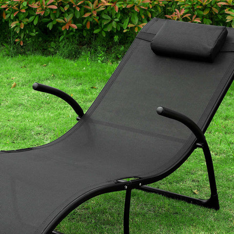 Rootz Garden Lounger - Foldable Sun Lounger - Deck Chair - Durable Synthetic Fiber Fabric - Body-Contouring Design - Space-Saving Foldable Feature - 60cm x 69cm x 173cm