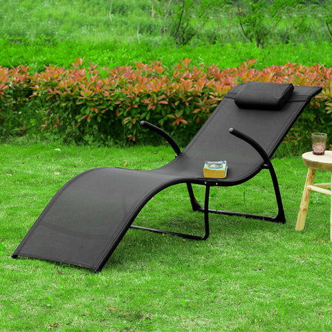 Rootz Garden Lounger - Foldable Sun Lounger - Deck Chair - Durable Synthetic Fiber Fabric - Body-Contouring Design - Space-Saving Foldable Feature - 60cm x 69cm x 173cm