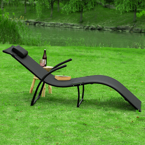 Rootz Garden Lounger - Foldable Sun Lounger - Deck Chair - Durable Synthetic Fiber Fabric - Body-Contouring Design - Space-Saving Foldable Feature - 60cm x 69cm x 173cm