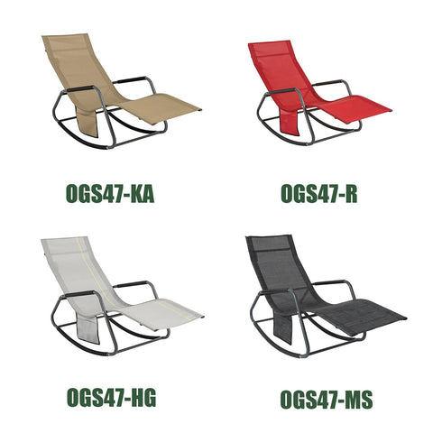 Rootz Garden Rocking Lounger - Ligstoel - Tuinstoel - Ergonomisch ontwerp - Synthetische vezelstof - Opbergvak - Ondersteunt tot 120 kg - 145 cm x 84 cm x 57 cm