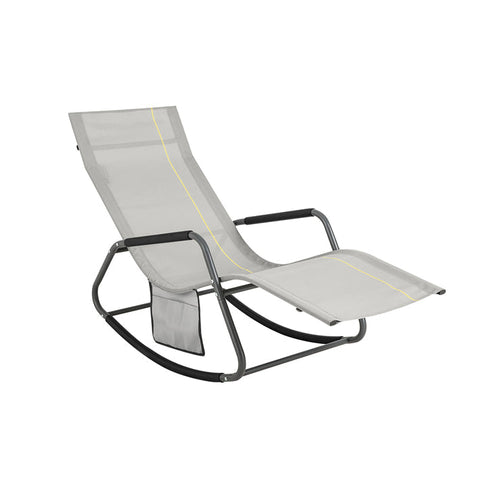 Rootz Garden Rocking Lounger - Ligstoel - Tuinstoel - Ergonomisch ontwerp - Synthetische vezelstof - Opbergvak - Ondersteunt tot 120 kg - 145 cm x 84 cm x 57 cm