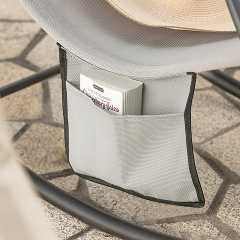 Rootz Garden Rocking Lounger - Ligstoel - Tuinstoel - Ergonomisch ontwerp - Synthetische vezelstof - Opbergvak - Ondersteunt tot 120 kg - 145 cm x 84 cm x 57 cm